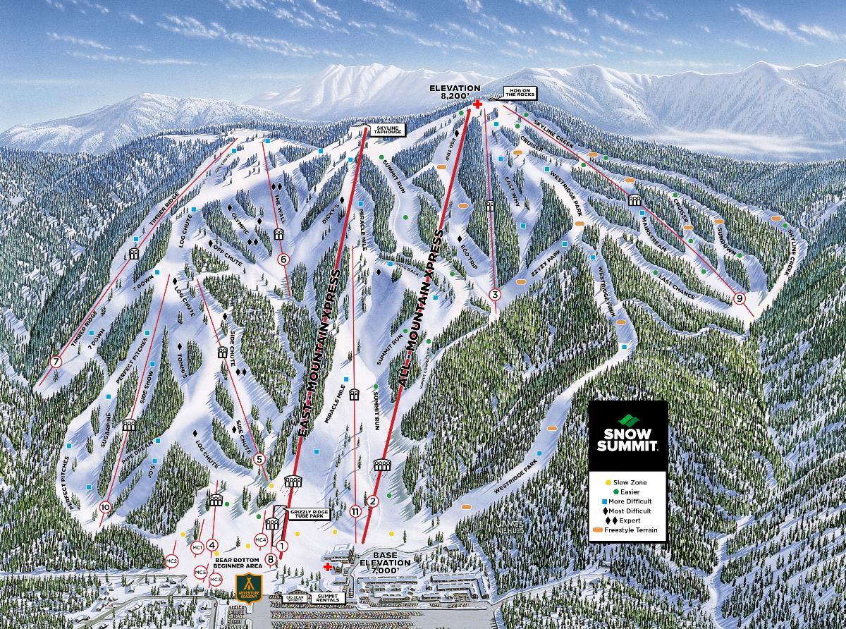 Snow Summit trail map