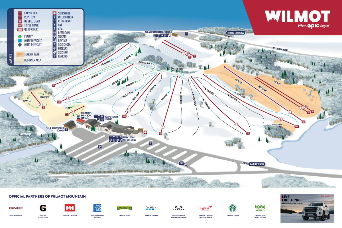 Wilmot Mountain trail map